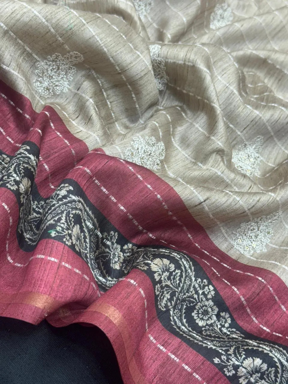 Classic Natural Tussar Silk Saree-Moon in june 