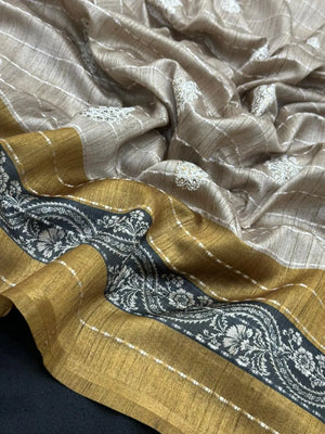 Classic Natural Tussar Silk Saree-Moon in june 