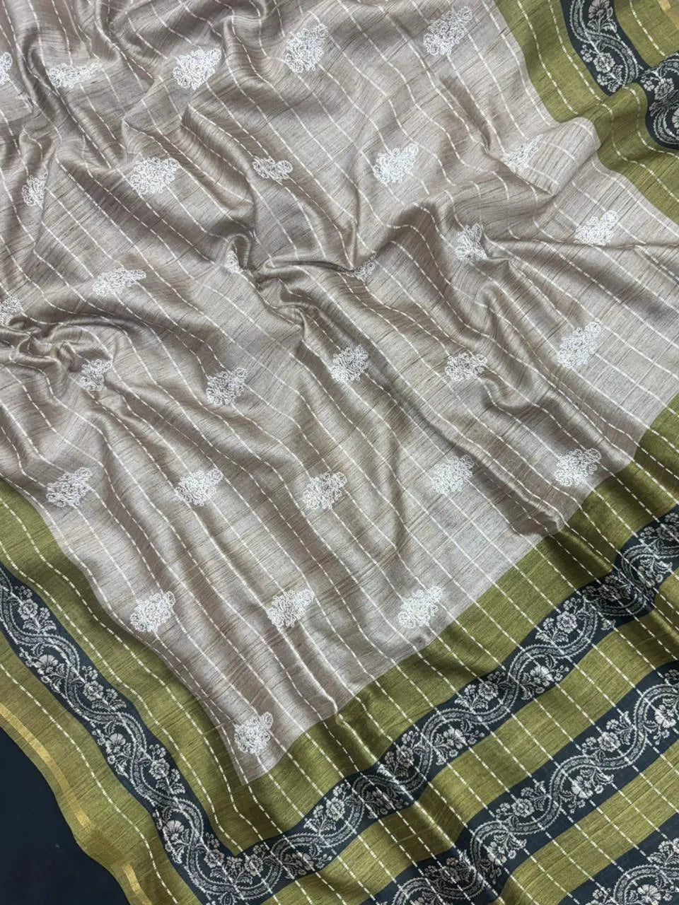 Classic Natural Tussar Silk Saree-Moon in june 