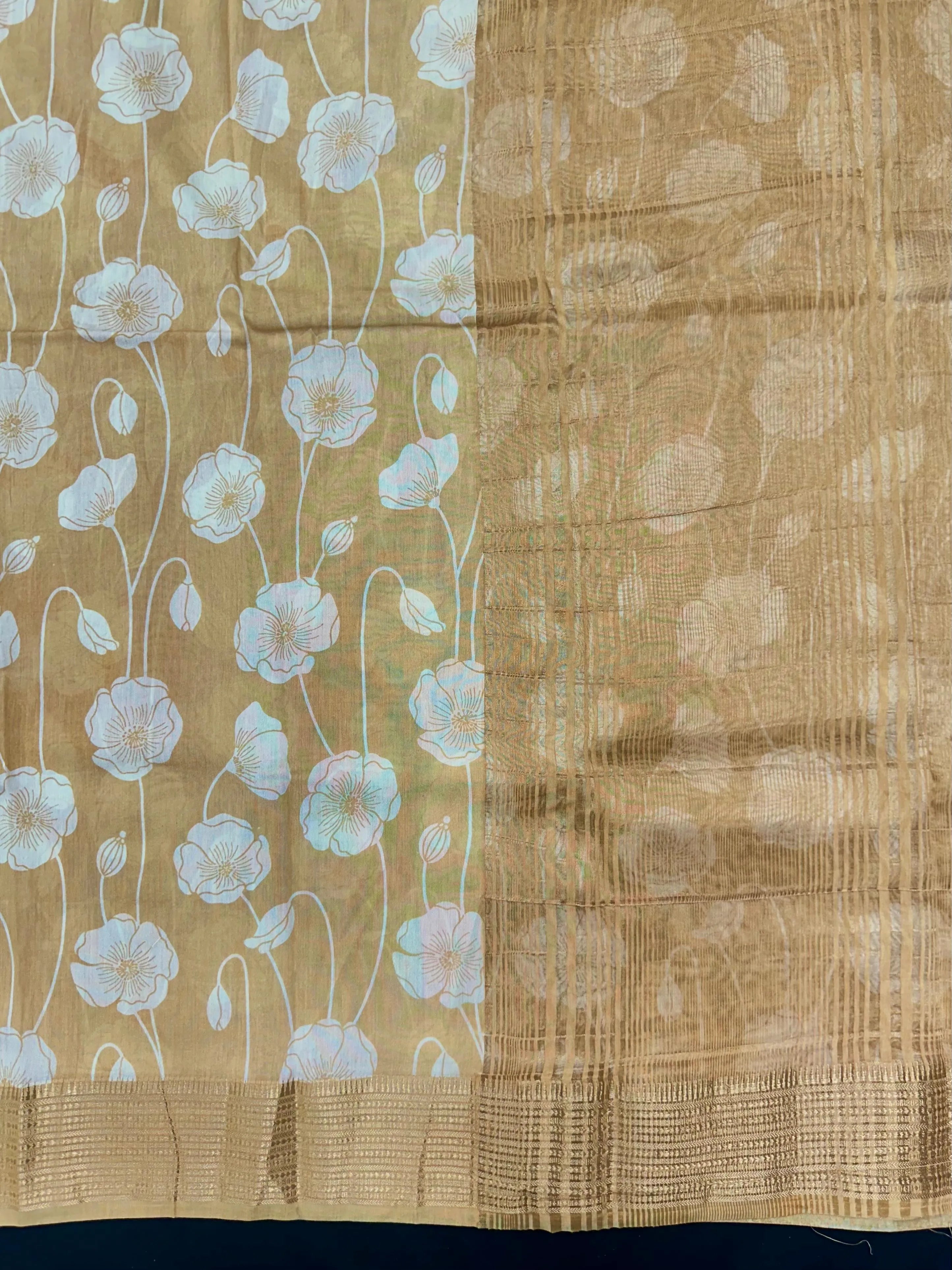 Woman wearing a Musk Cotton Saree with soft fabric and simple elegance, perfect for everyday or office wear.