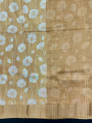 Woman wearing a Musk Cotton Saree with soft fabric and simple elegance, perfect for everyday or office wear.