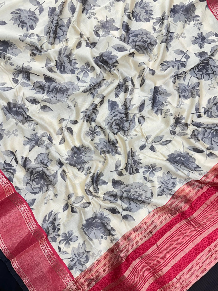 Muggum silk saree with traditional zari work and handwoven silk texture – perfect for festive and ethnic wear