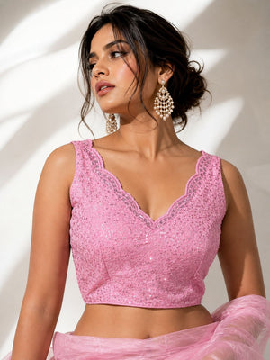 Dazzling Chamke Work V-Neck Blouse