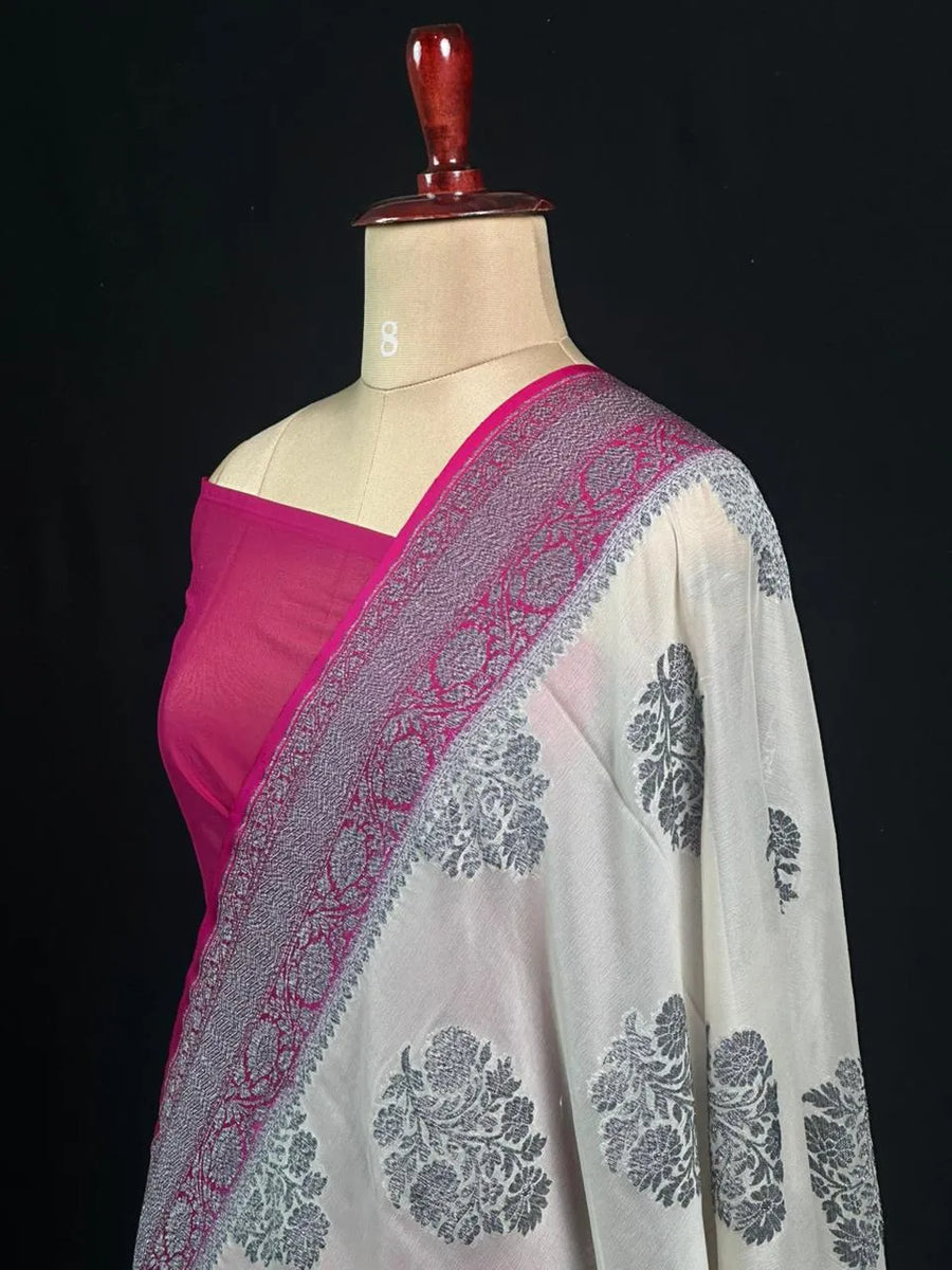 Exclusive Designer Pure Georgette Saree with Intricate Neem Zari