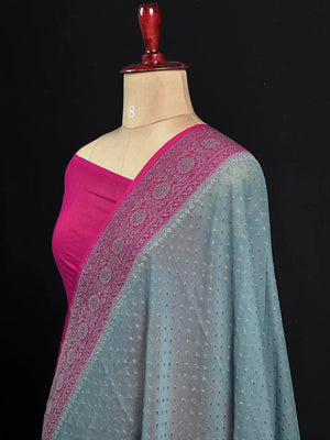 Exclusive Designer Pure Georgette Saree with Intricate Neem Zari