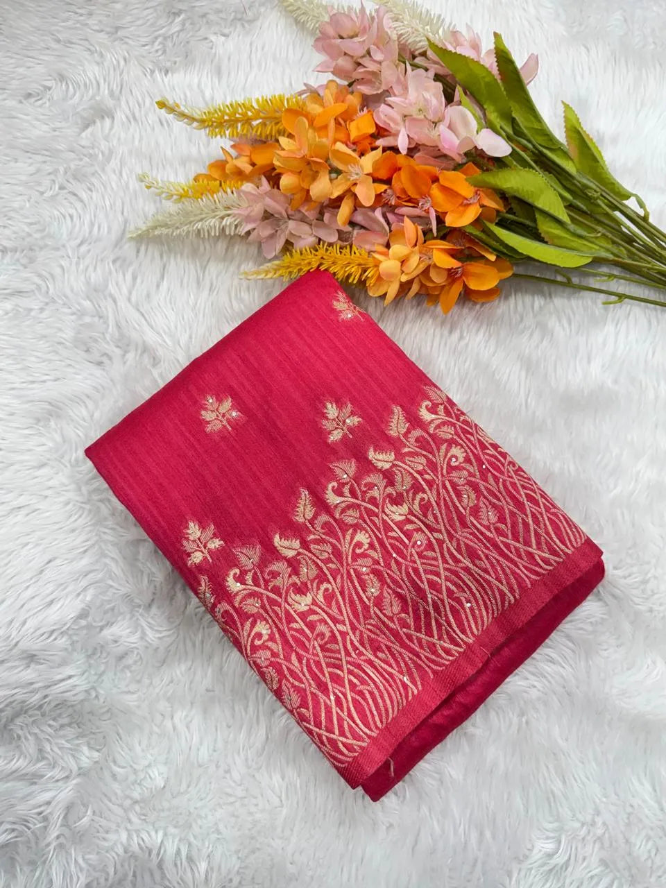 Regal Floral Zari Woven Raw Silk Saree