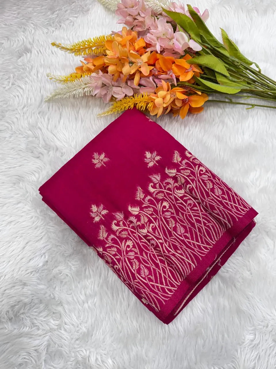 Regal Floral Zari Woven Raw Silk Saree