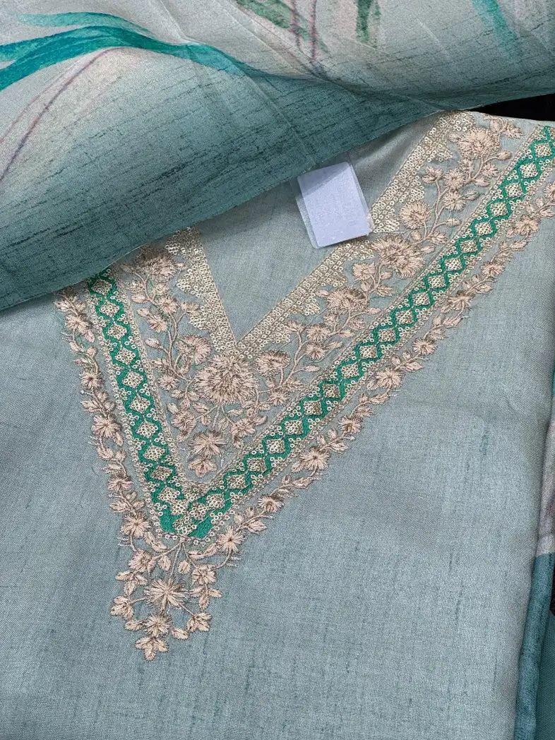 Thred Work Unstitched Salwar Suit