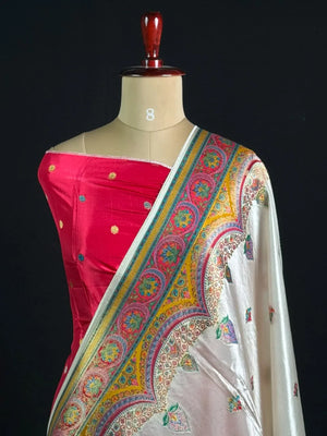 Premium Pashmina Saree with Intricate Paisley Motifs & Ornate Heritage Border