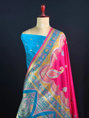 Premium Pashmina Saree with Intricate Paisley Motifs & Ornate Heritage Border