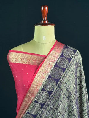 Georgette Saree Zari Weaving & Traditional Floral Border