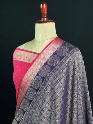 Georgette Saree Zari Weaving & Traditional Floral Border