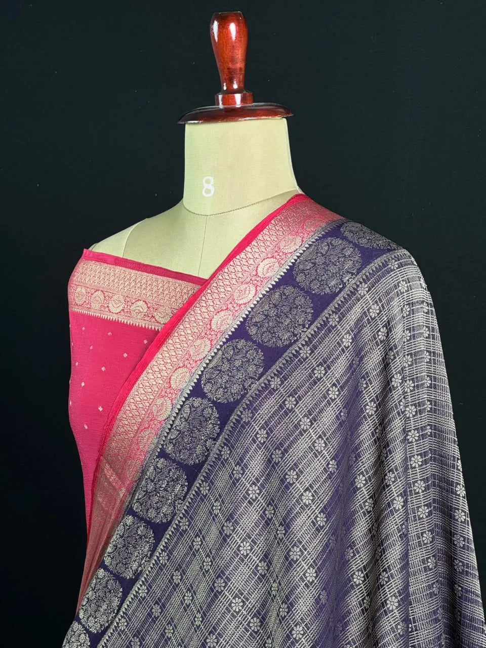 Georgette Saree Zari Weaving & Traditional Floral Border