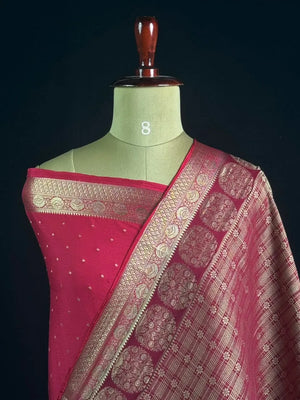 Georgette Saree Zari Weaving & Traditional Floral Border