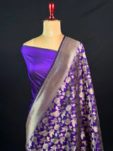 Pure Kataan Silk Saree with Elegant Floral Zari Weaving