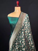 Pure Kataan Silk Saree with Elegant Floral Zari Weaving