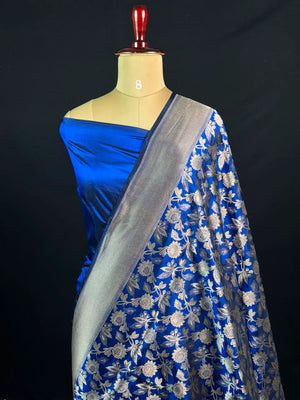 Pure Kataan Silk Saree with Elegant Floral Zari Weaving