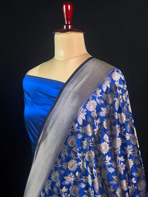 Pure Kataan Silk Saree with Elegant Floral Zari Weaving
