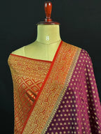 Pure Banarasi Crepe Saree-(Mango Border)
