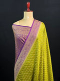 Pure Banarasi Crepe Saree-(Mango Border)
