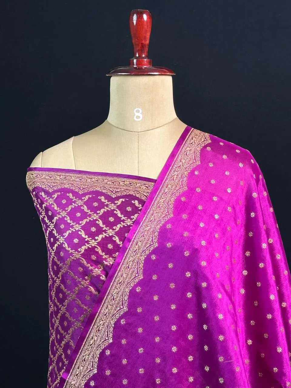 Pure Banarasi Crepe Silk Saree (Small border)