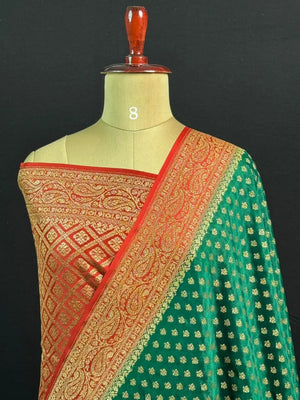 Pure Banarasi Crepe Saree-(Mango Border)