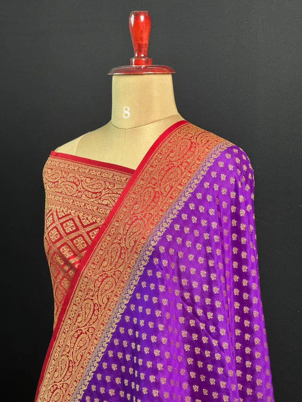 Pure Banarasi Crepe Saree-(Mango Border) 