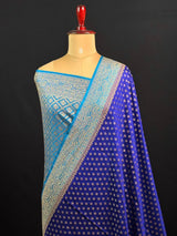 Pure Banarasi Crepe Saree-(Mango Border) 