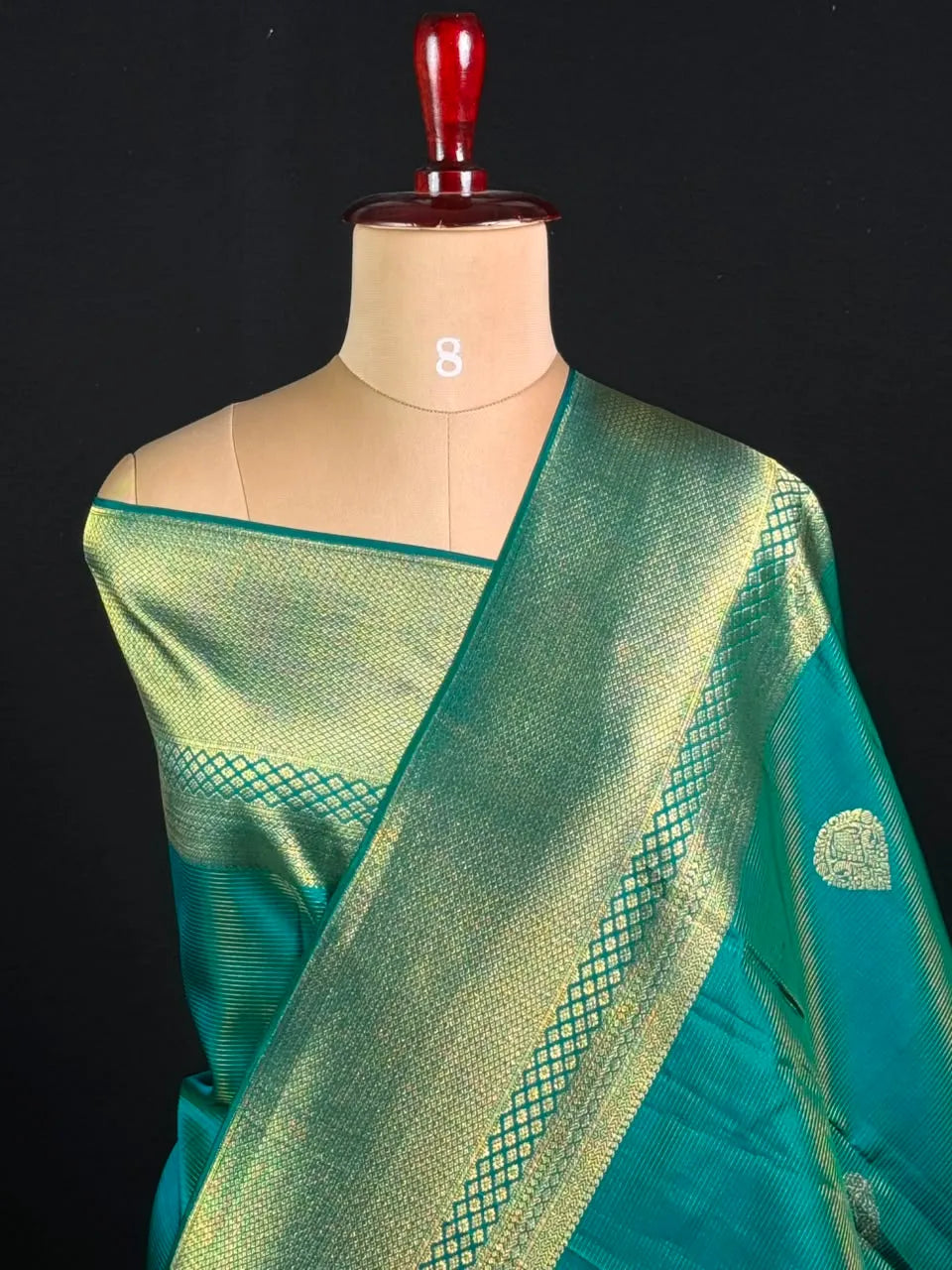  Pure Kanchipuram Silk Saree with Rich Gold Zari Border