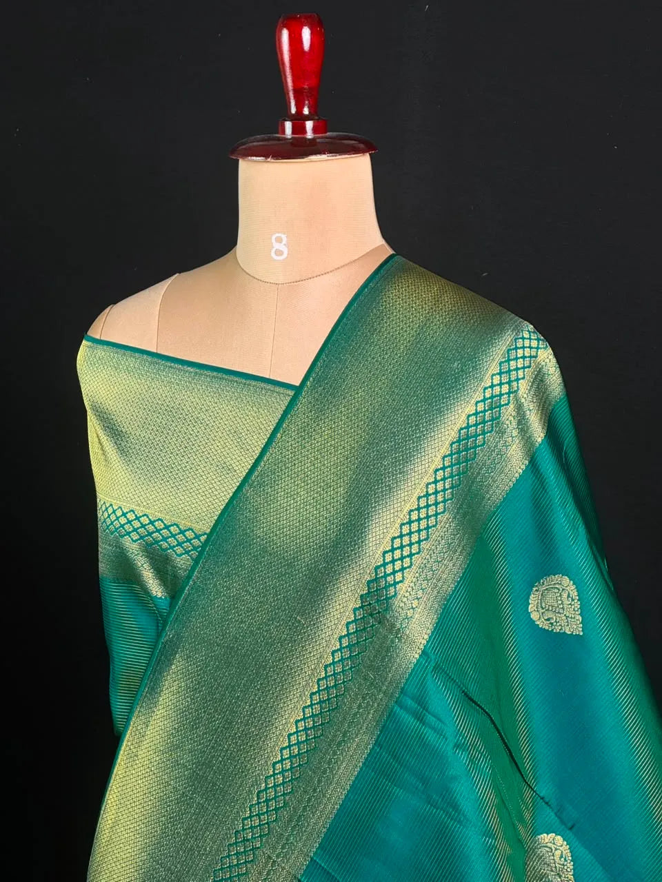  Pure Kanchipuram Silk Saree with Rich Gold Zari Border