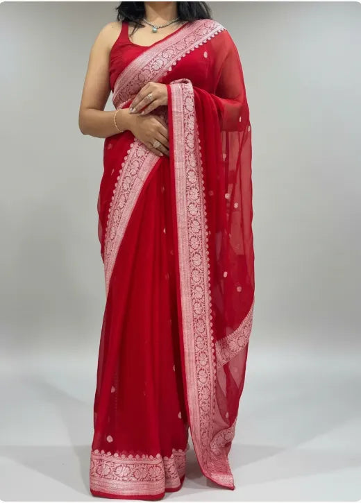 Banarasi Self-Color Pure Khaddi Chiffon