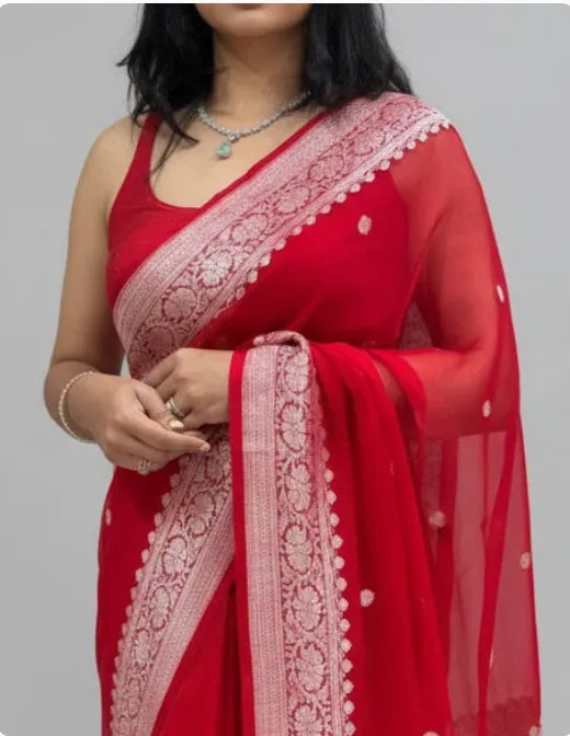 Banarasi Self-Color Pure Khaddi Chiffon