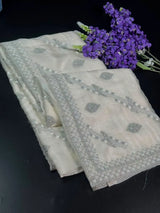 Soft Supernet Pure Organza Saree With Embroidery Work 
