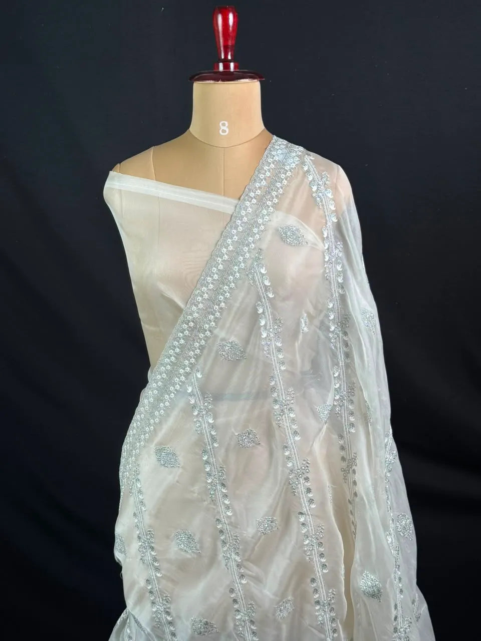 Soft Supernet Pure Organza Saree With Embroidery Work 