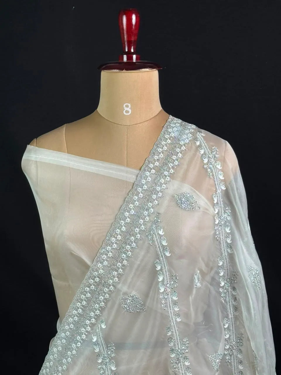 Soft Supernet Pure Organza Saree With Embroidery Work 