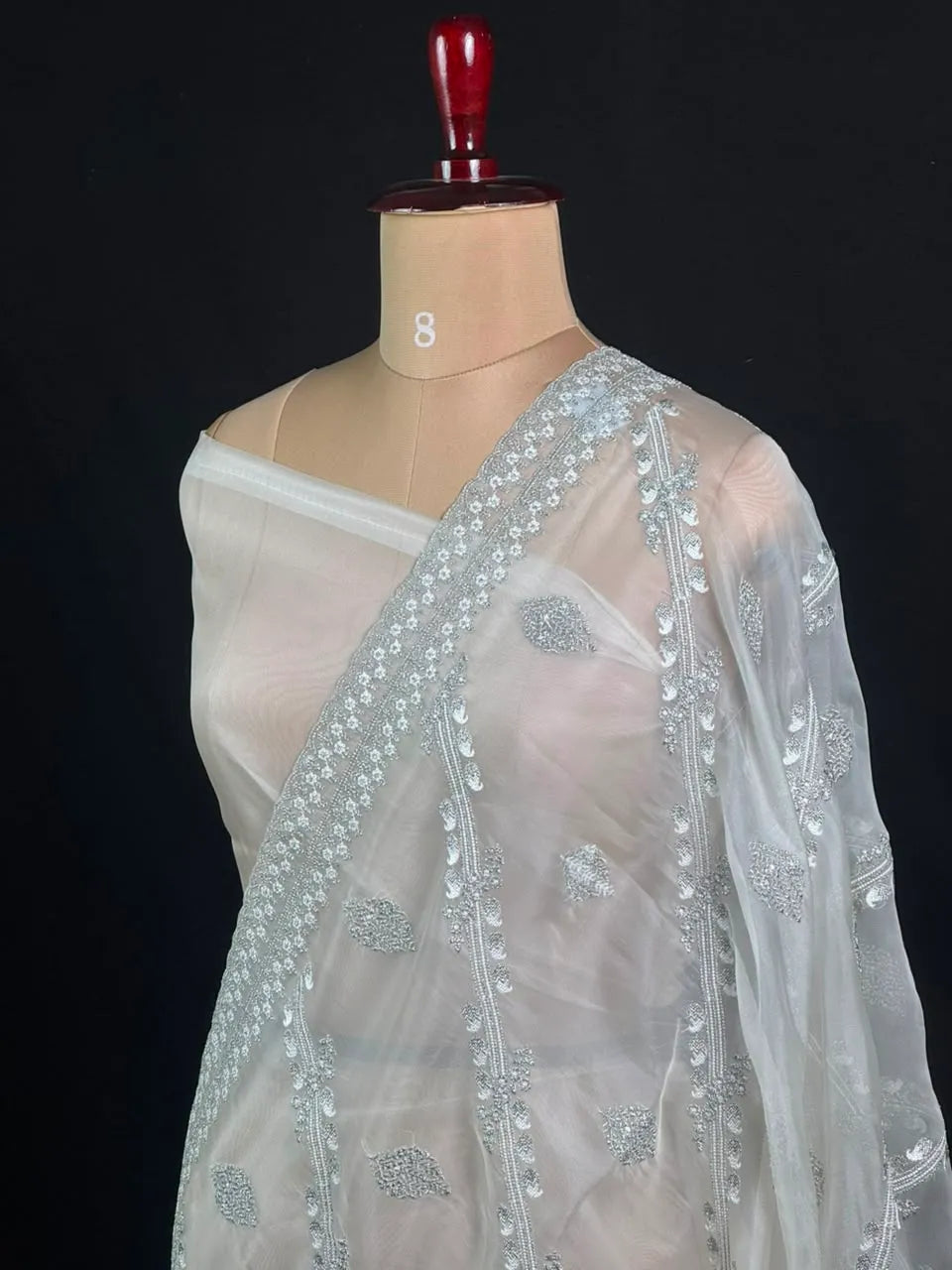 Soft Supernet Pure Organza Saree With Embroidery Work 