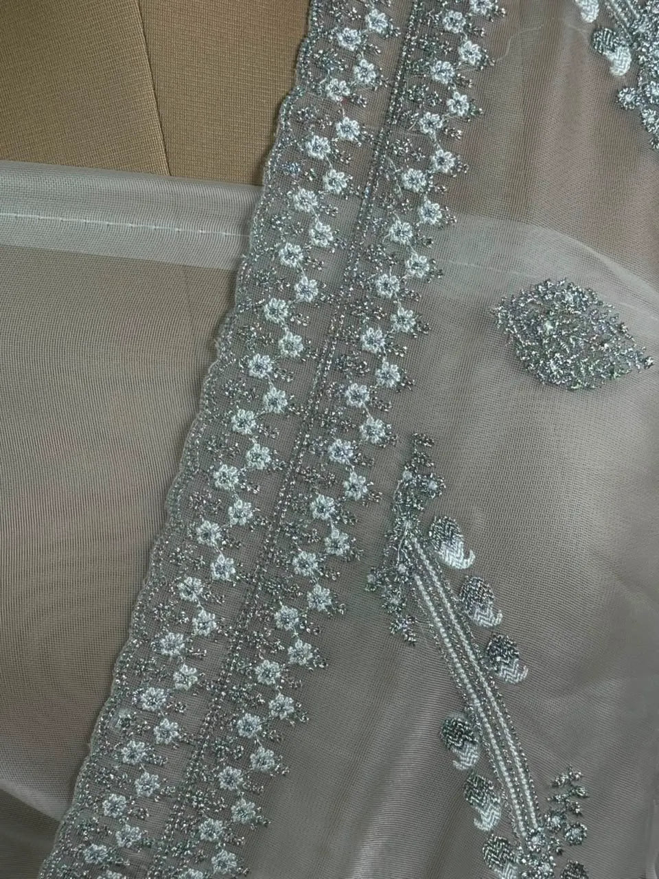 Soft Supernet Pure Organza Saree With Embroidery Work 