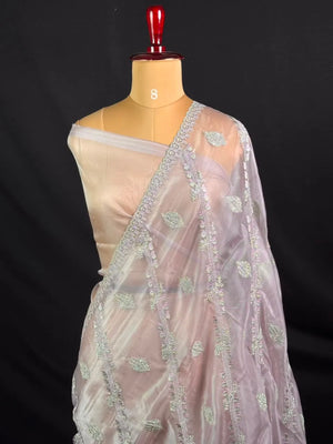 Soft Supernet Pure Organza Saree With Embroidery Work 