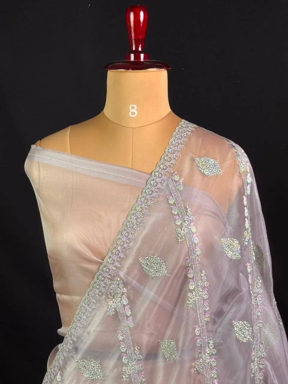 Soft Supernet Pure Organza Saree With Embroidery Work 