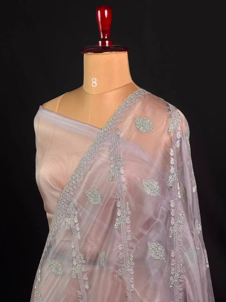 Soft Supernet Pure Organza Saree With Embroidery Work 