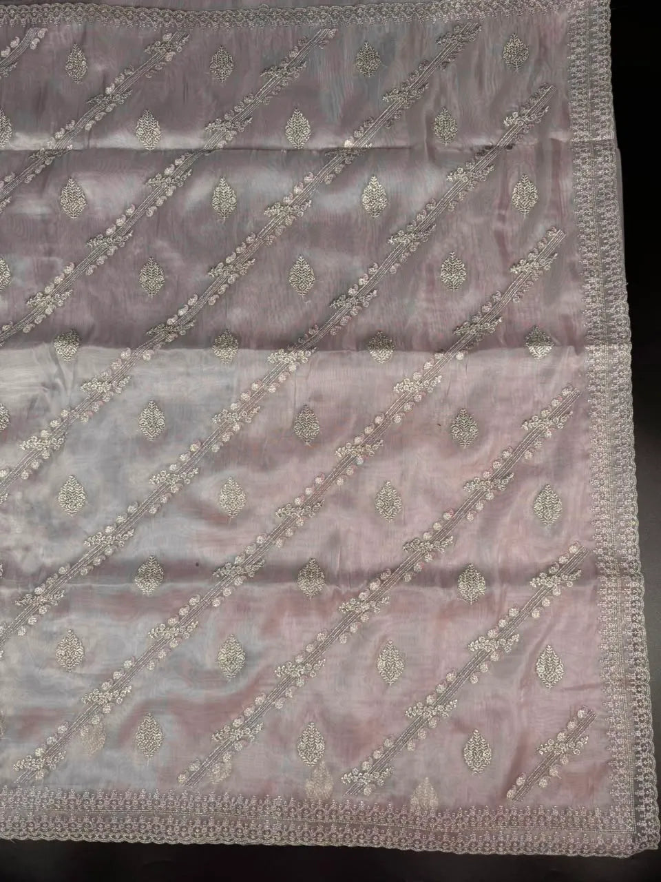 Soft Supernet Pure Organza Saree With Embroidery Work 