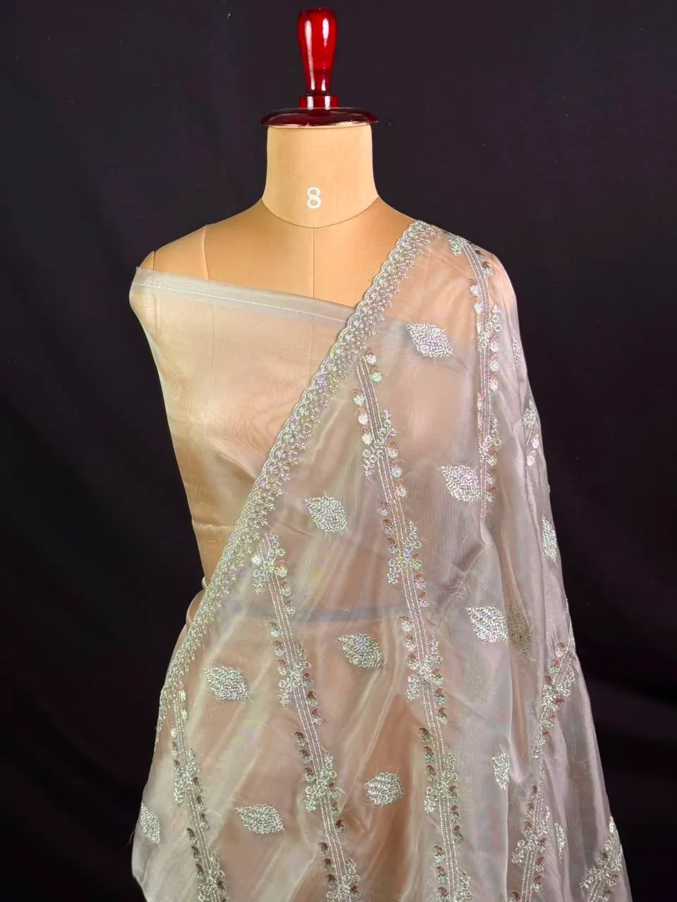 Soft Supernet Pure Organza Saree With Embroidery Work 