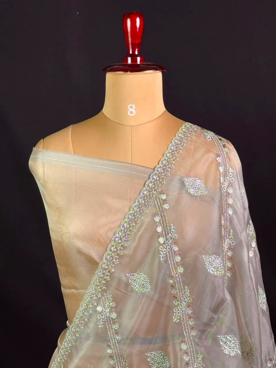 Soft Supernet Pure Organza Saree With Embroidery Work 