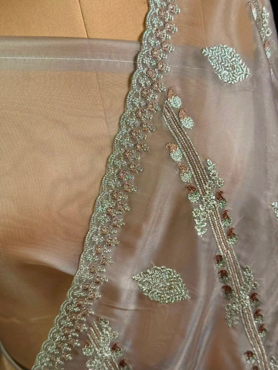 Soft Supernet Pure Organza Saree With Embroidery Work 