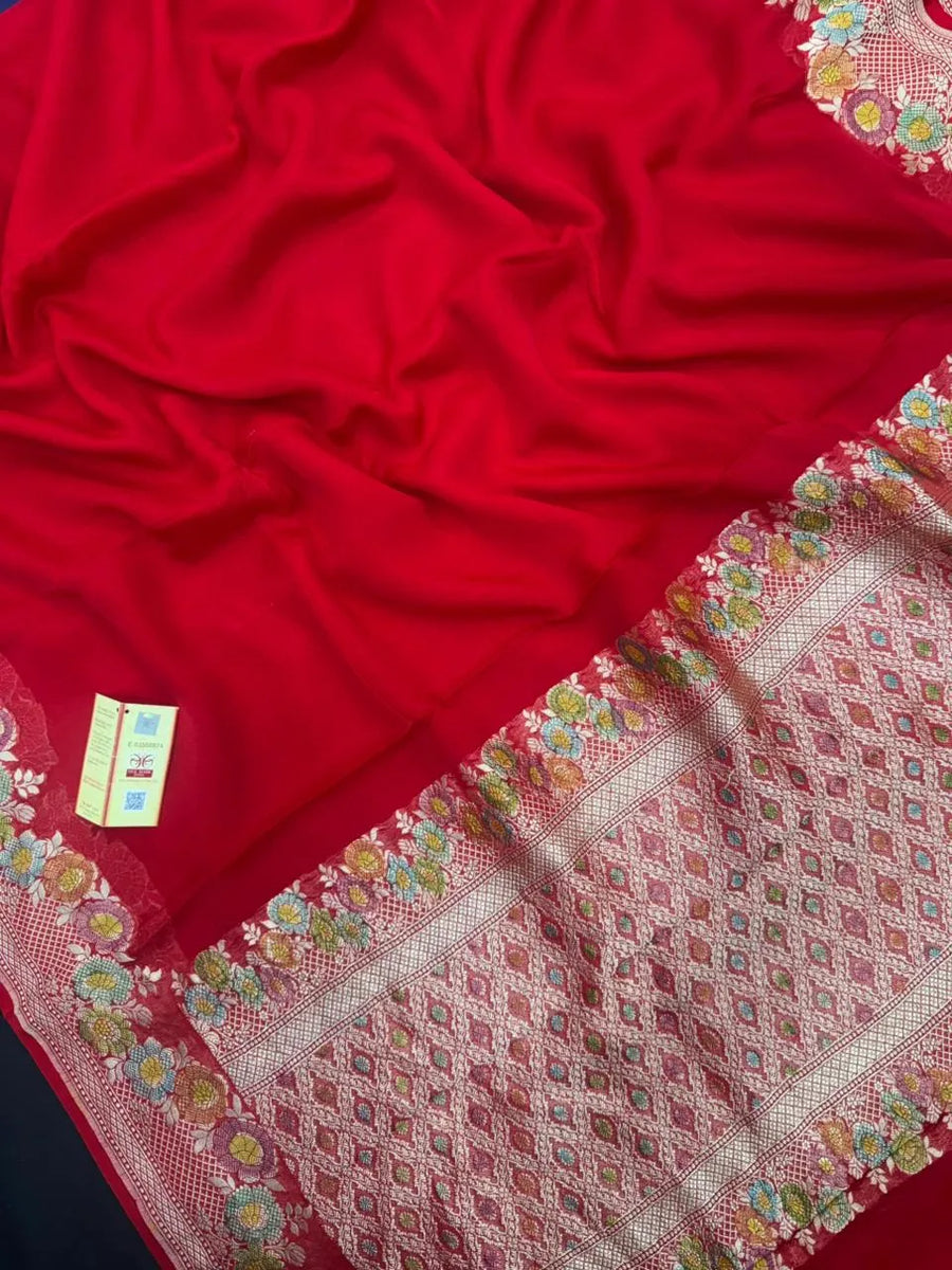 Royal Pure Khaddi Georgette Saree with Rich Traditional Weaving-Pure Actor Collection
