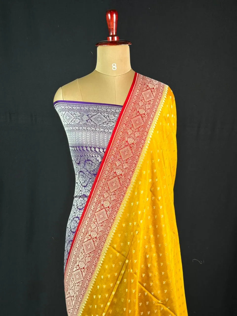 Luxurious Pure Banarasi Crepe Silk Saree – Perfect for Weddings & Celebrations-Silver