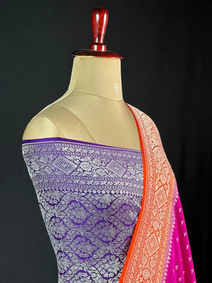 Luxurious Pure Banarasi Crepe Silk Saree – Perfect for Weddings & Celebrations-Silver