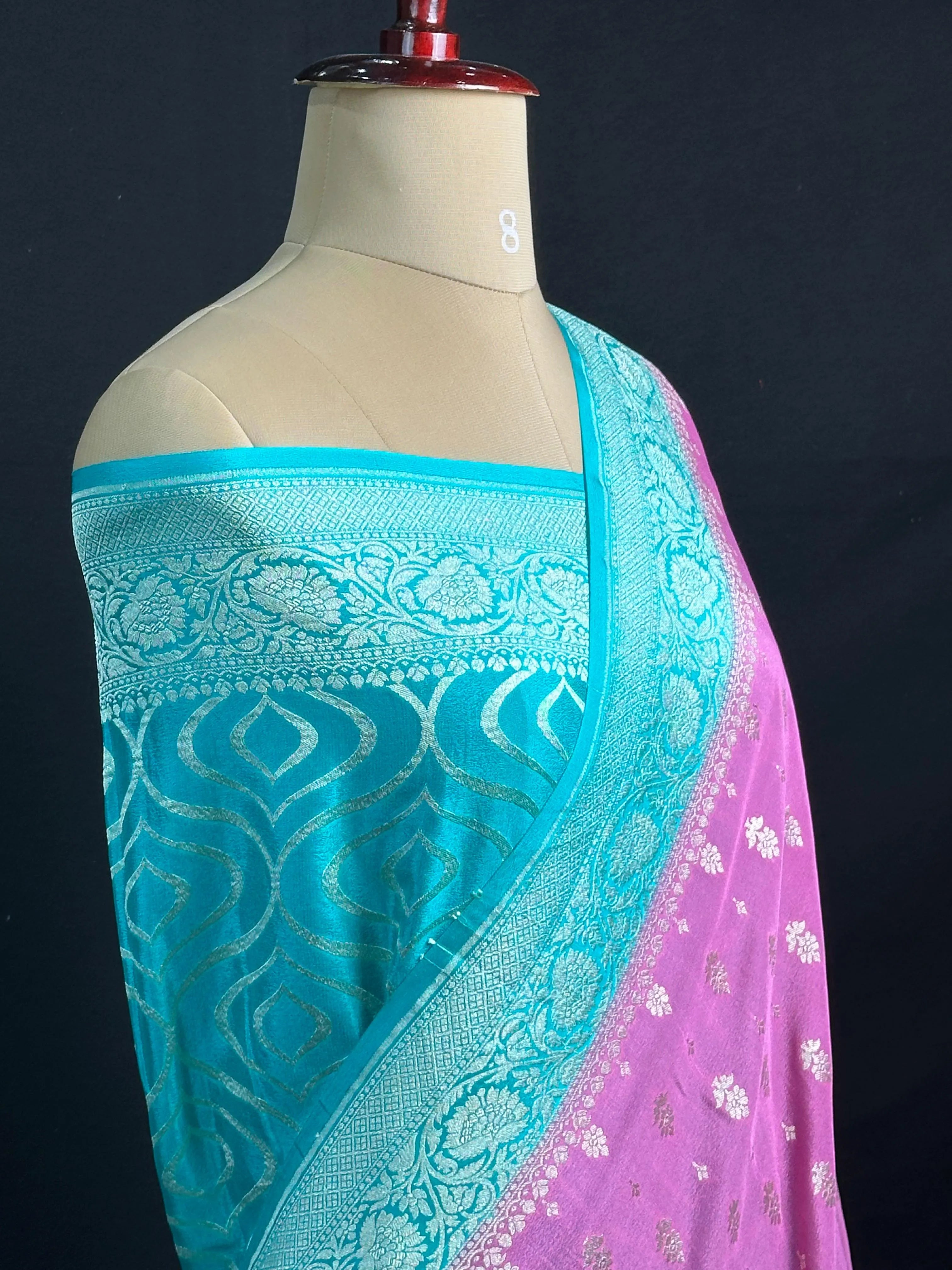 Noor-e-Banaras Pure Crêpe Silver Zari Weave