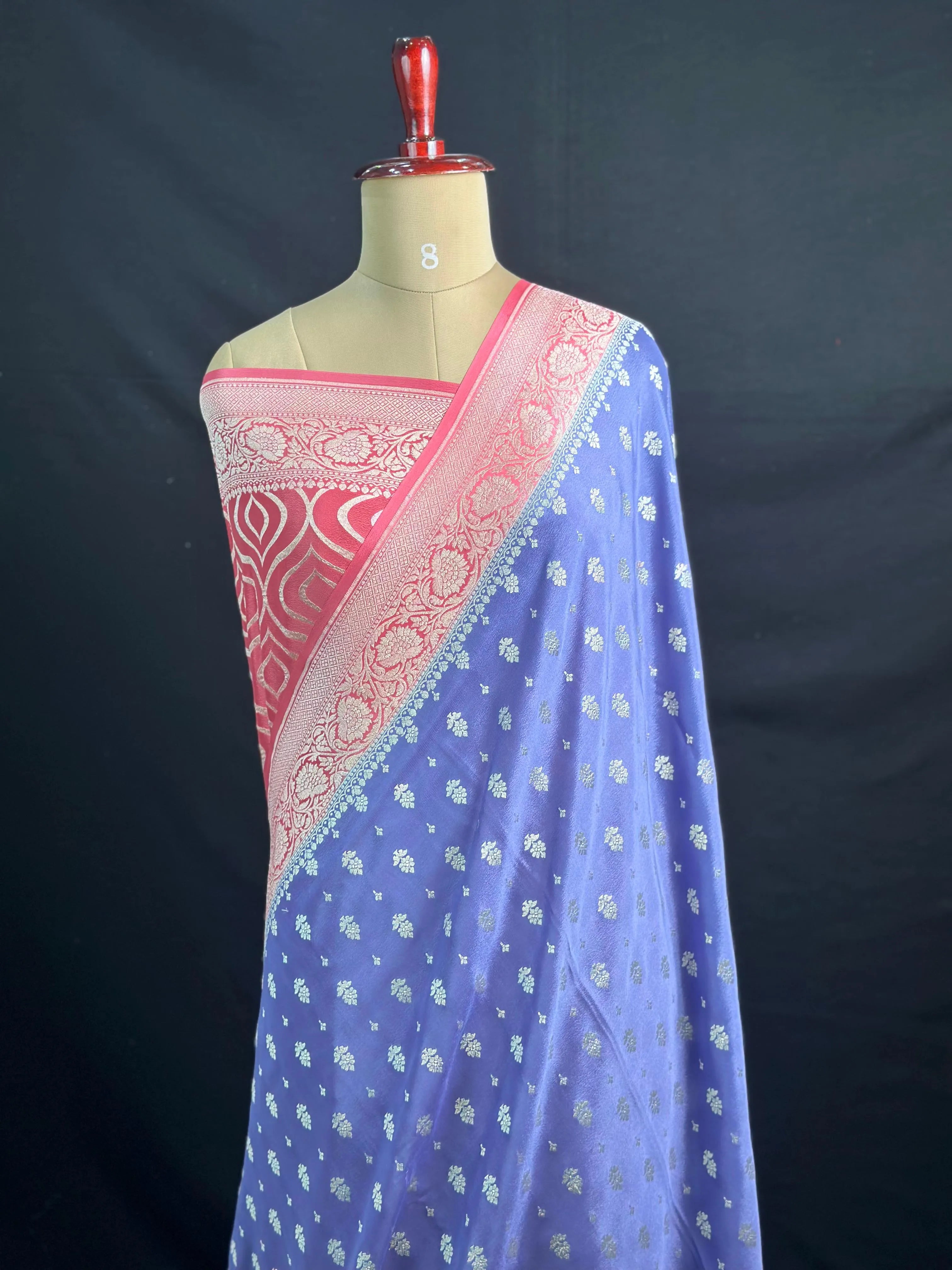 Noor-e-Banaras Pure Crêpe Silver Zari Weave