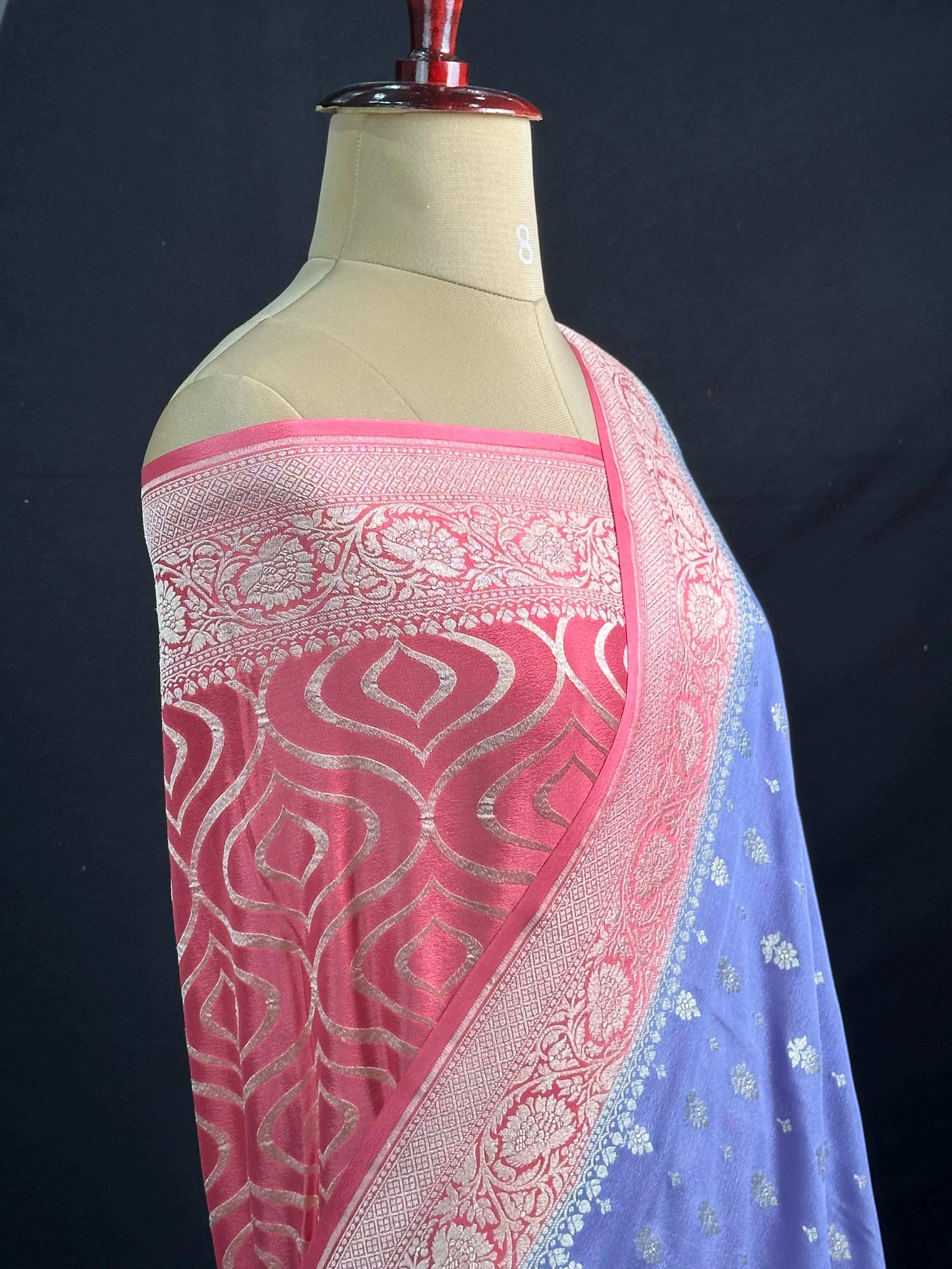 Noor-e-Banaras Pure Crêpe Silver Zari Weave